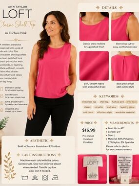 LOFT Sleeveless Shell Top in Bright Pink
